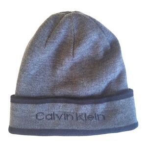Calvin Klein Reversible Knit Beanie Hat Gray & Black